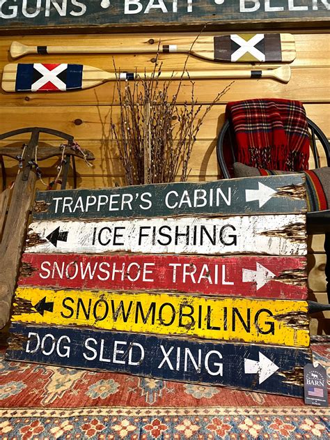 Trappers Cabin Hunting Wood Sign Rustic Log Cabin Decor Etsy