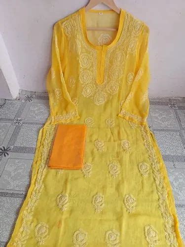 Lucknowi Libas Fabric Georgette Gaala Booti Chikankari Only Gotapatti