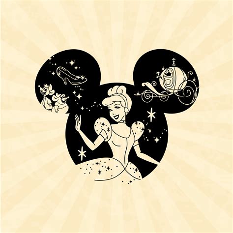 Cinderella Princess Svg Mouse Head Svg Princess Svg Vinyl Etsy México