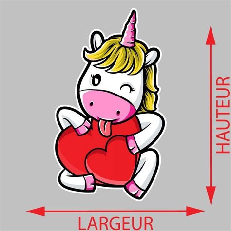 Sticker Mural Licorne Cœur Autocollant Intérieur Licorne Cœur