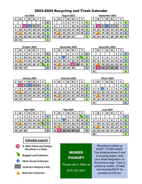 Calendars G Mello Disposal Corp