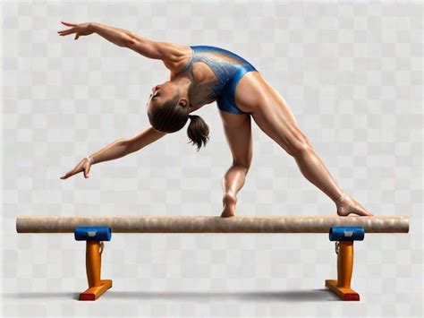 Premium Photo Back Female Gymnast Athlete Balancing On Balance Beam