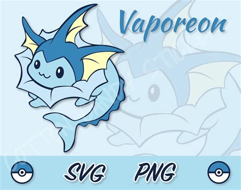 Vaporeon Svg Chibi Eevee Png Layered Silhouette Print Etsy