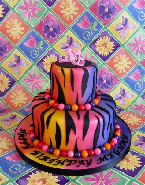 Rainbow Zebra Print Birthday Cake Photos Shop