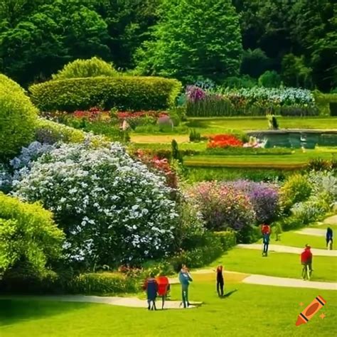 Vibrant Garden With Blooming Flowers And Plants On Craiyon