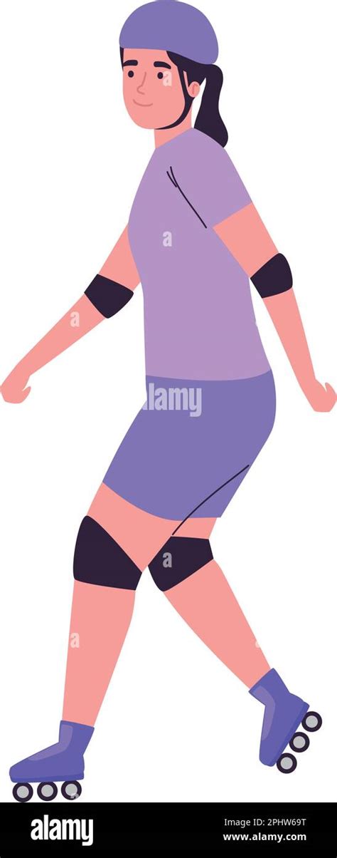 Girl Riding Roller Skates Stock Vector Image Art Alamy