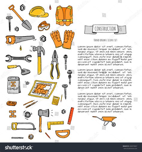 Hand Drawn Doodle Construction Tools Set Stock Vector Royalty Free