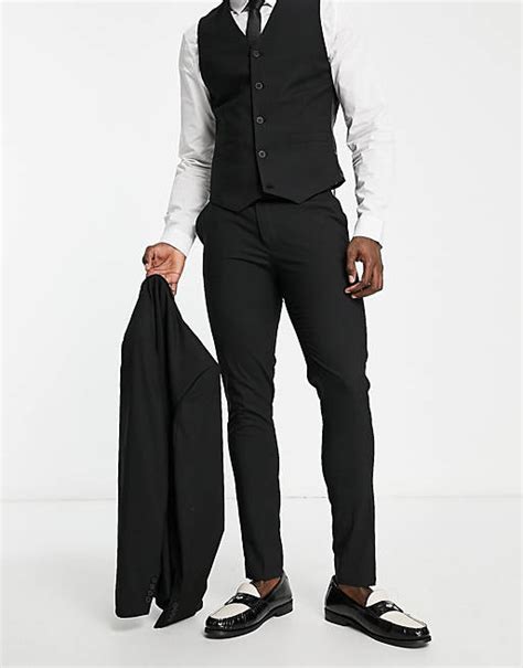 Asos Design Pantalon De Costume Ajusté Noir Asos