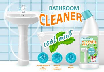 Bathroom Cleaners Ad Poster Spray Bottle Mockup Vector Image