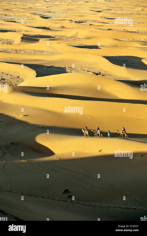 Morocco Mhamid Erg Chigaga Sand Dunes Sahara Desert Tourists On