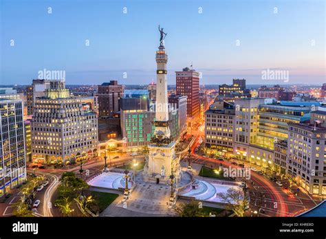 Indianapolis Indiana Usa Skyline Over Monument Circle Stock Photo Alamy