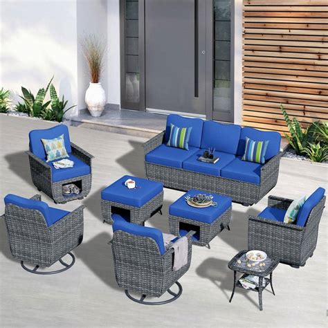 Ovios Fortune Dark Gray Piece Wicker Outdoor Patio Conversation Set