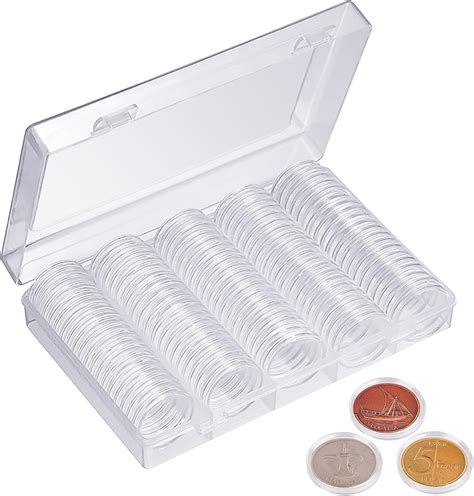 Delsen Lot de 100 Capsules de Pièces de Monnaie Transparent Rond