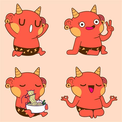 Cute Demon Drawing Cute Demon Sticker Vector Set 7632022 Vector Art At