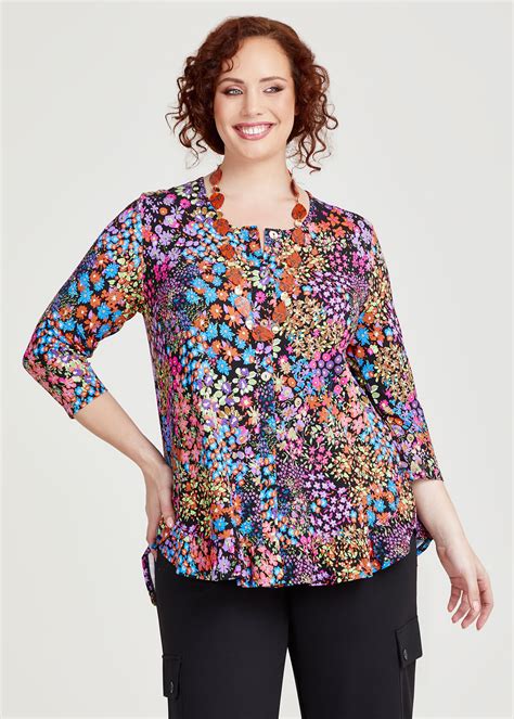 Shop Plus Size Ditsy Floral Natural Top In Multi Taking Shape Au