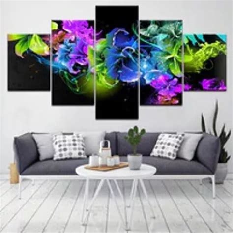 Quadro Decorativo Mosaico De Pe As Flores Hibisco Neon Mercadolivre