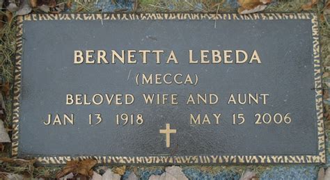 Mrs Bernetta D Mecca Lebeda 1918 2006 Find A Grave Memorial