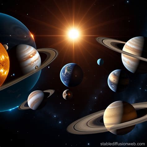 Solar System Realistic Illustration Of Sun And Planets Stable