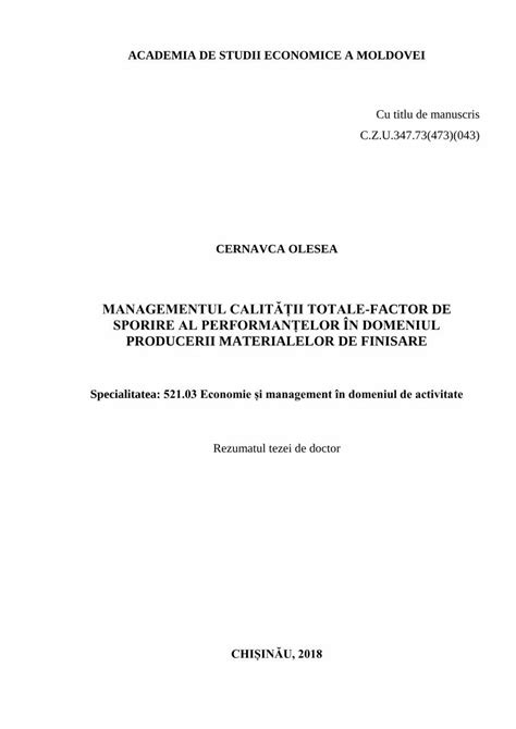 Pdf Managementul Calit Ii Totale Factor De Sporire Al I