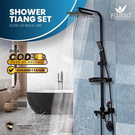 Jual FLUSSO SHOWER TIANG KOMPLIT Shower Tiang Set Kran Panas Dingin