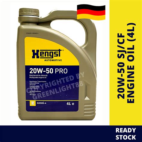 HENGST 20W 50 SJ CF ENGINE OIL 4L Shopee Malaysia