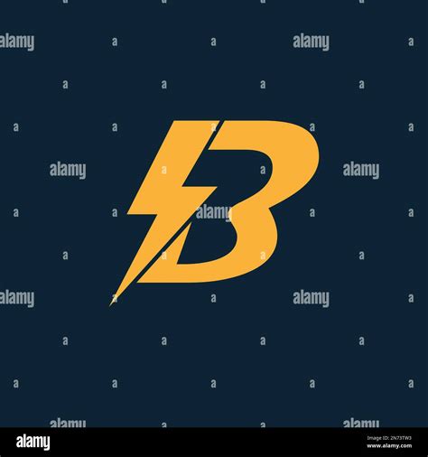 B Letter Logo With Lightning Thunder Bolt Vector Design Electric Bolt