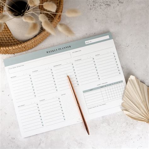 Minimalist Weekly Planner A Tear Off Notepad Weekly Deskpad Undated