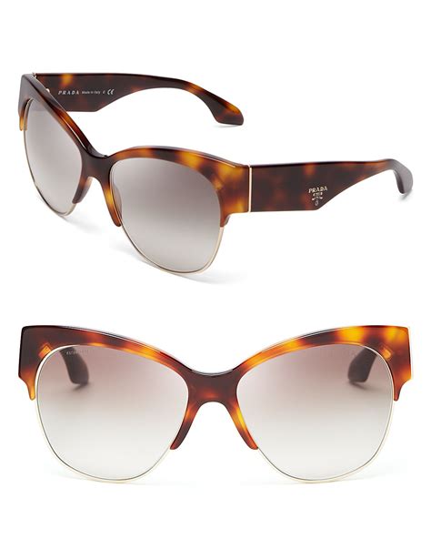 Prada Cat Eye Sunglasses In Brown Havanabrown Gradient Lyst