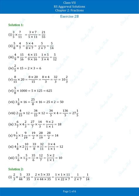 Rs Aggarwal Solutions Class 7 Chapter 2 Fractions Study Path