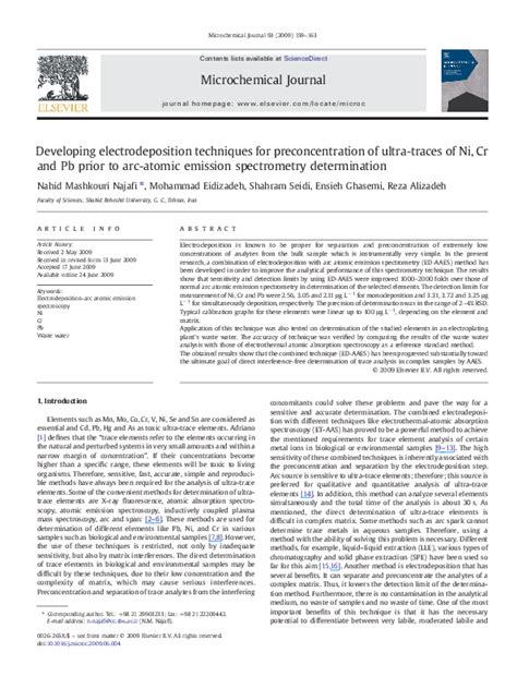 Pdf Developing Electrodeposition Techniques For Preconcentration Of