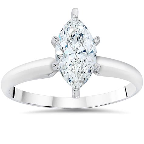 Ct Solitaire Marquise Enhanced Diamond Engagement Ring K White Gold