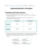 Applying Mendel's Principles: Probability and Punnett Squares | Course Hero