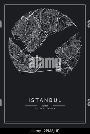 Mapa Imprimible En Blanco Y Negro De La Ciudad De Estambul Dise O De