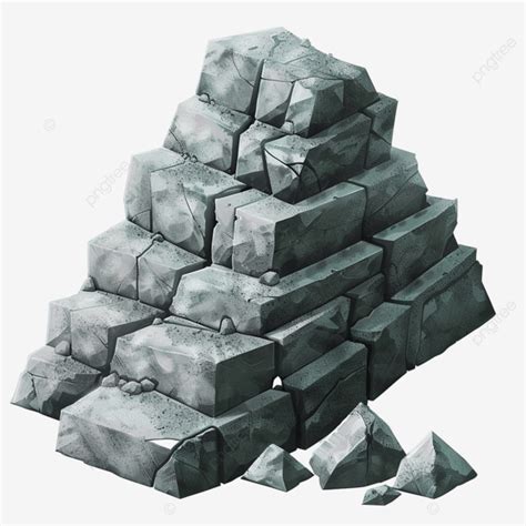 Isometric Stepped Stone Mountain Stone Concept Lake PNG Transparent