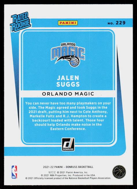 Donruss Jalen Suggs Basketball Rookie Orlando Magic Rc Ebay