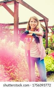 Portrait Mature Gardener Smiling While Leaning Stock Photo 1658393806