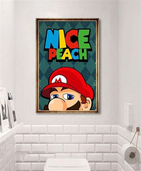 Super Mario Toilet Bathroom Postercanvas Funny Nintendo Mario Canvas