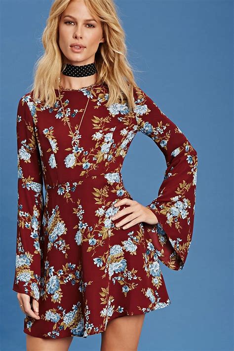 Forever 21 Contemporary A Woven Dress Featuring A Floral Print Round