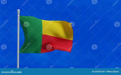 Benin Flag Waving In The Wind 3d Rendering Stock Illustration Illustration Of Sunny