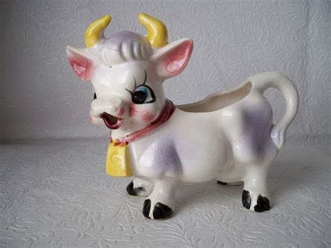 1950s Vintage Pottery Dairy Cow Creamer For Kitchen Or Dining Etsy