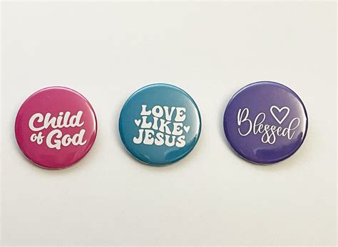 Set Of 3 Christian Button Pin 15 In Child Of God Love Like Jesus