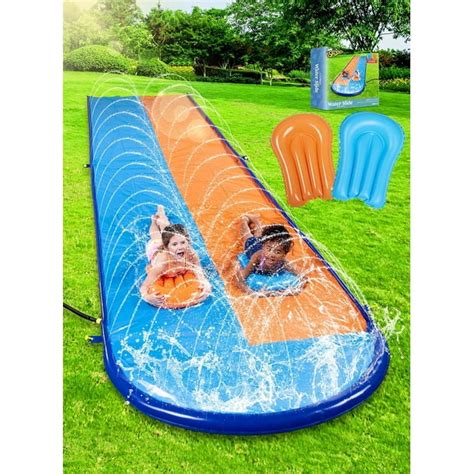 22 5ft Water Slides With 2 Boogie Boards 2 Sliding Racing Lanes And