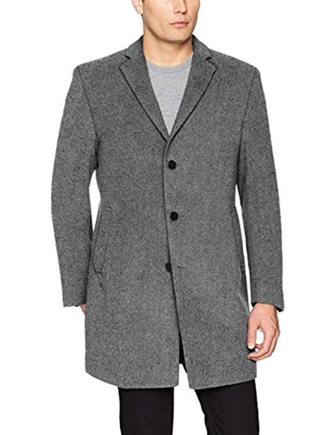 Calvin Klein Slim Fit Wool Blend Overcoat Jacket In Gray For Men Save