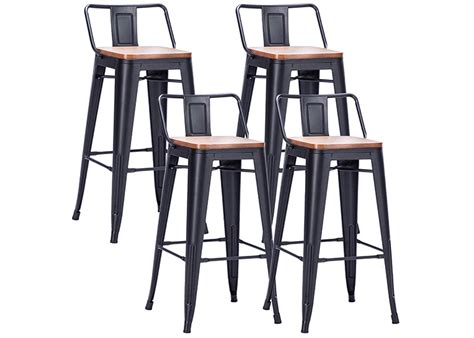 Ripley Pack Pisos De Bar Tolix Asiento De Madera Negro