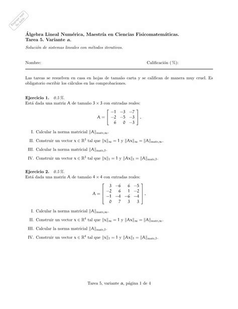 PDF Algebra Lineal Num Erica Maestr A En Ciencias Fisicomatem