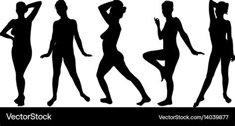 Set Of Women Silhouettes Posing Royalty Free Vector Image