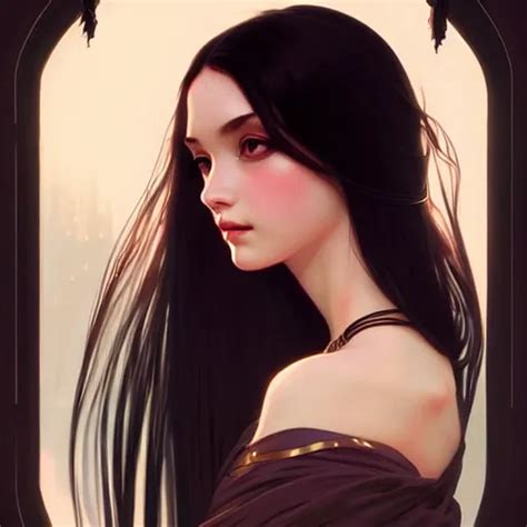 A Beautiful Girl With Long Black Hair Fantasy Stable Diffusion