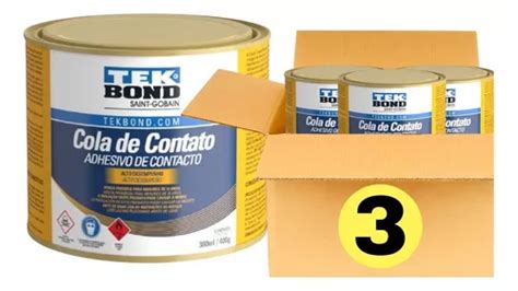 Kit 3 Adesivo Cola Contato Sapateiro Marceneiro Tekbond 400g Frete grátis