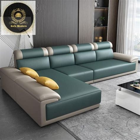 Jual Sofa Letter L Kulit Mewah Minimalis Ruang Tamu Super Nyaman