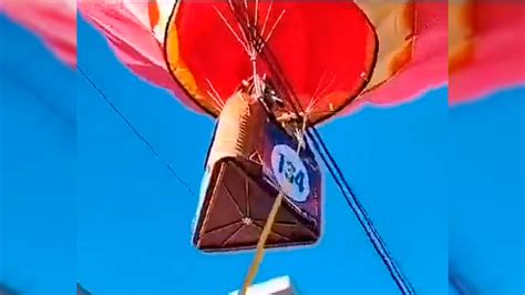 Globo aerostático del festival internacional aterriza de emergencia en